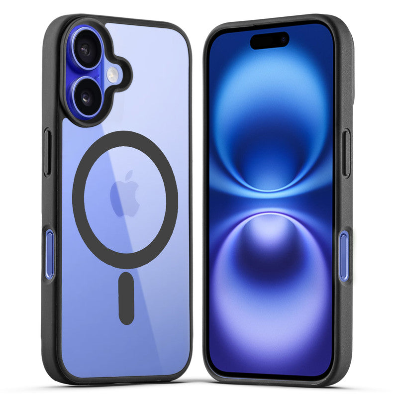 Wireless Charging Support Compatible Transparent Back with Soft Silicone Edge Back Cover For Apple iPhone 16 Plus