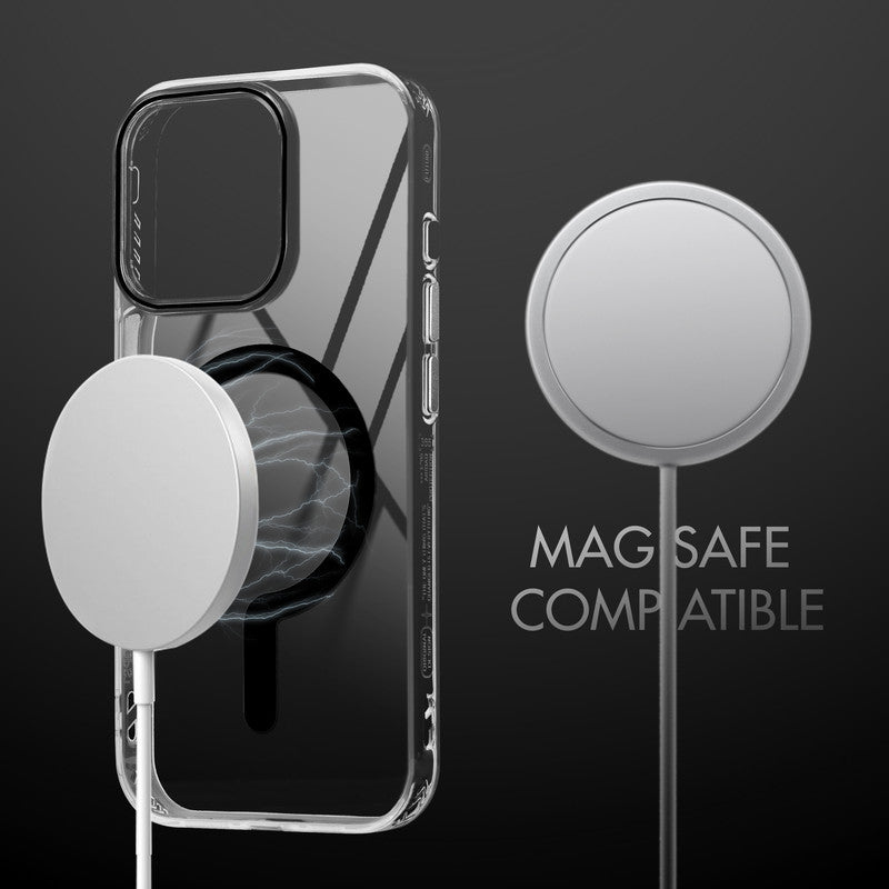 Crystal Clear Airbag Bumper Wireless Charging Support Compatible Back Case For Apple iPhone 13 Pro Max with Metal Finish Buttons