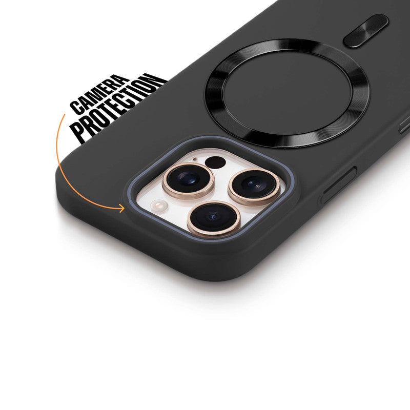 Hard Back Wireless Charging Support Case for Apple iPhone 16 Pro, Durable Design & Shiny Wireless Charging Support Ring