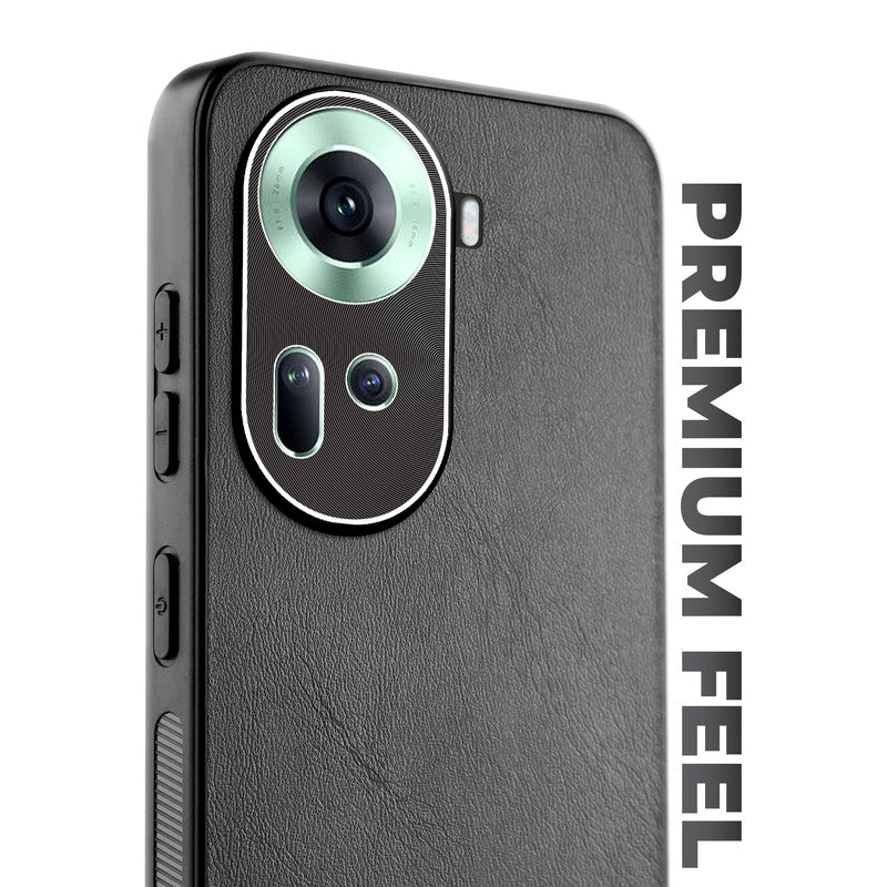Unimore Leather Hard Case with Shiny Camera Protection For Oppo Reno 11 5G
