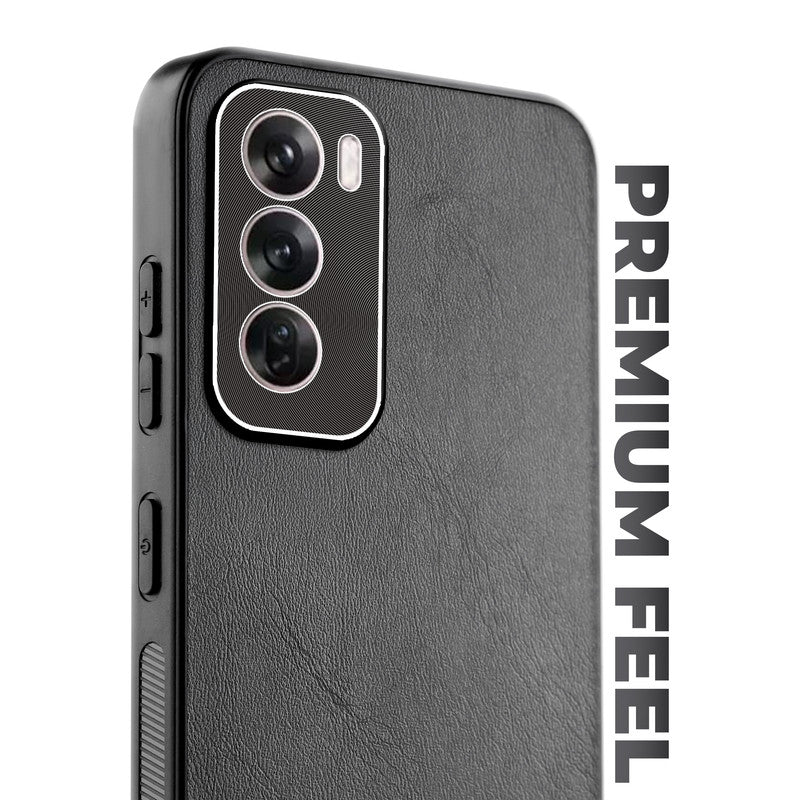 Unimore Leather Hard Case with Shiny Camera Protection For Oppo Reno 12 Pro 5G