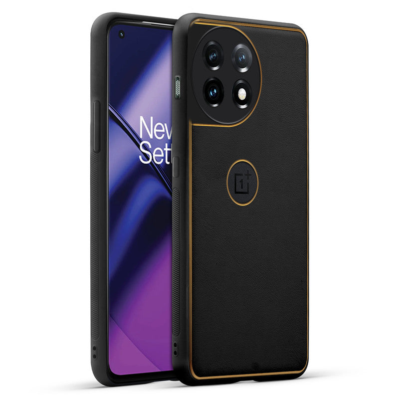 Electroplated Frame Leather Back Cover for OnePlus 11 5G
