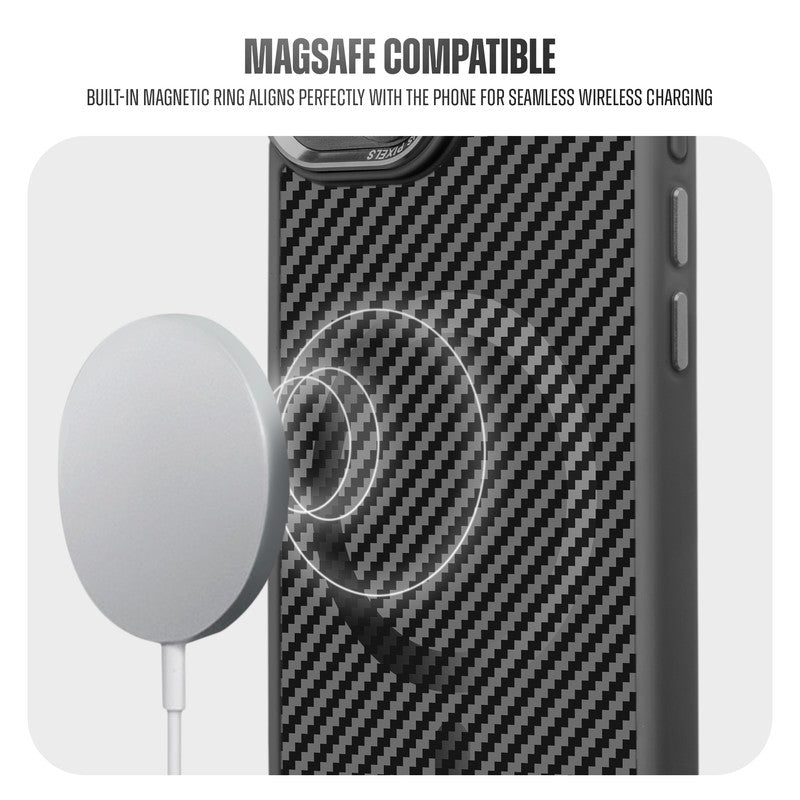 Premium Tech Weave Design With Wireless Charging Support Compatible Back Case For Apple iPhone 16 Pro