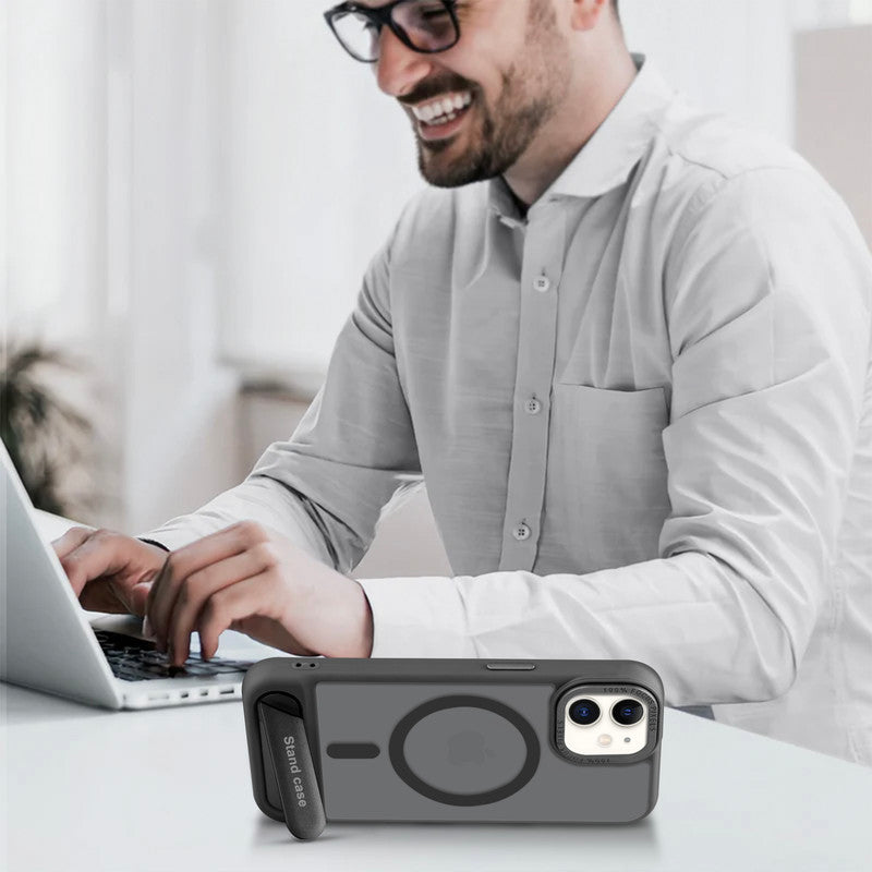 Semi-Transparent Hard Back & Wireless Charging Support Compatible With Kickstand Back Case Apple iPhone 11