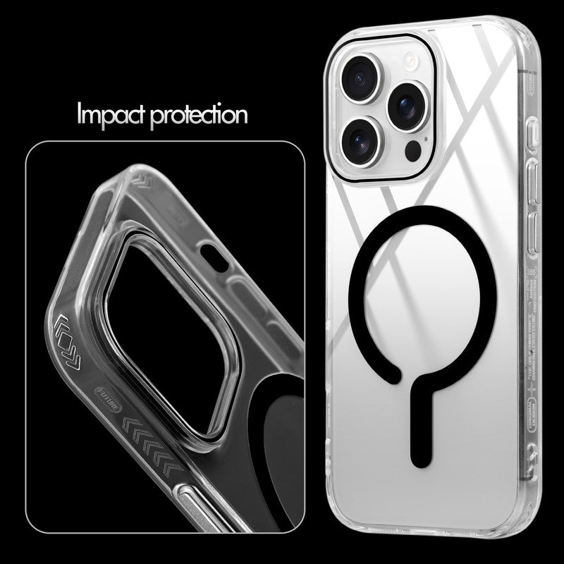 Crystal Clear Airbag Bumper Wireless Charging Support Compatible Back Case For Apple iPhone 13 Pro Max with Metal Finish Buttons