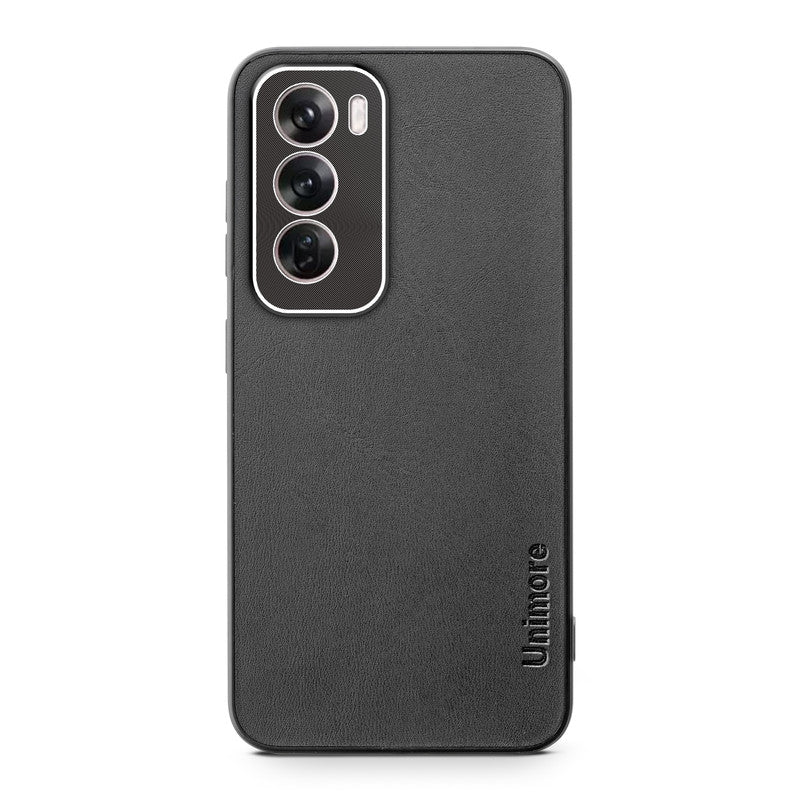 Unimore Leather Hard Case with Shiny Camera Protection For Oppo Reno 12 Pro 5G