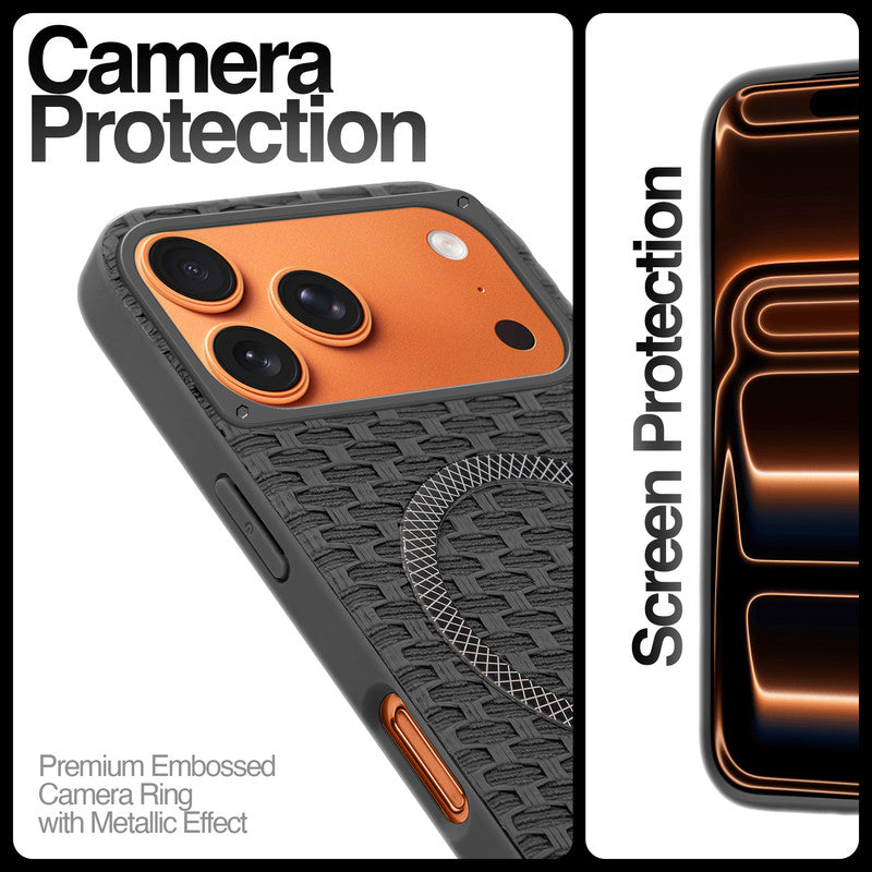 Rugged Silicone Grip Mobile Back Cover Case For Apple iPhone 17 Pro With Wireless Charging Support Support
