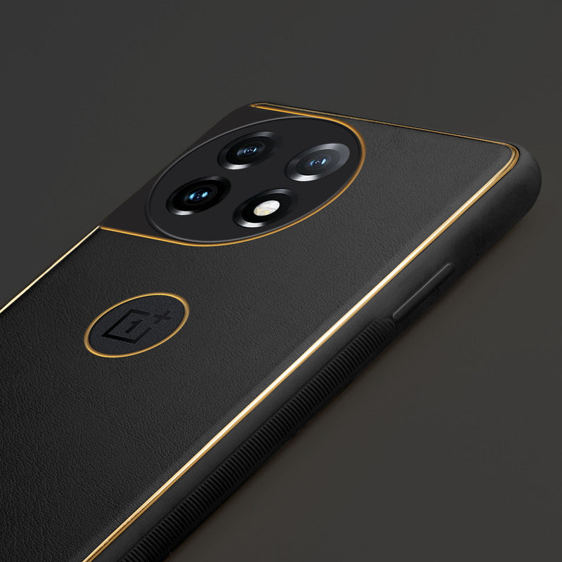 Electroplated Frame Leather Back Cover for OnePlus 11 5G
