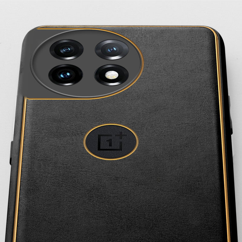 Electroplated Frame Leather Back Cover for OnePlus 11 5G