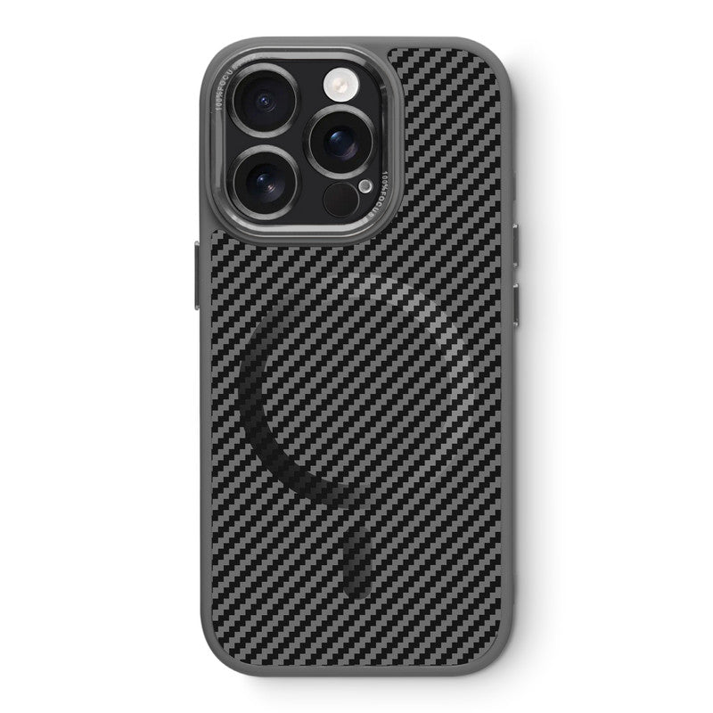 Premium Tech Weave Design With Wireless Charging Support Compatible Back Case For Apple iPhone 16 Pro