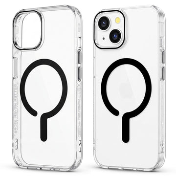 Crystal Clear Magnetic Back Case for Apple iPhone 15 with Air Cushion Bumper & Metal Finish Buttons