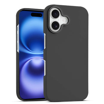 Stone Like Matte Finish Back Case for Apple iPhone 16 , Detachable Camera Ring