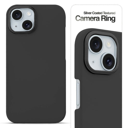 Stone Like Matte Finish Back Case for Apple iPhone 15 Plus , Detachable Camera Ring