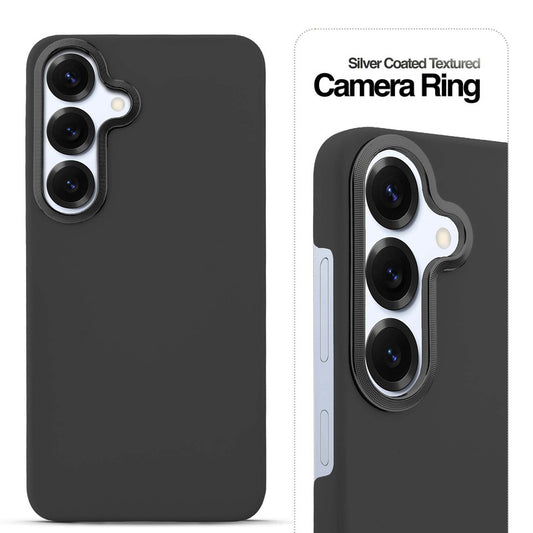 Stone Like Matte Finish Back Case for Samsung S25 5G , Detachable Camera Ring