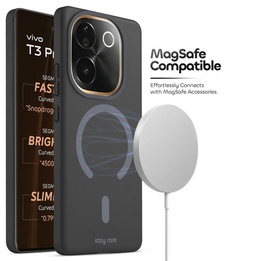 Stay Rare Premium Magnetic Case for Vivo T3 Pro 5G with Raised Camera Protection & Matte Finish