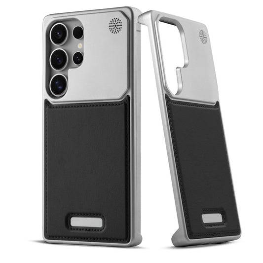 Elegant Designed Metallic Finish Leather Bracket Case For Samsung S24 Ultra 5G