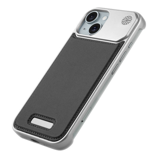 Elegant Designed Metallic Finish Leather Bracket Case For Apple iPhone 15