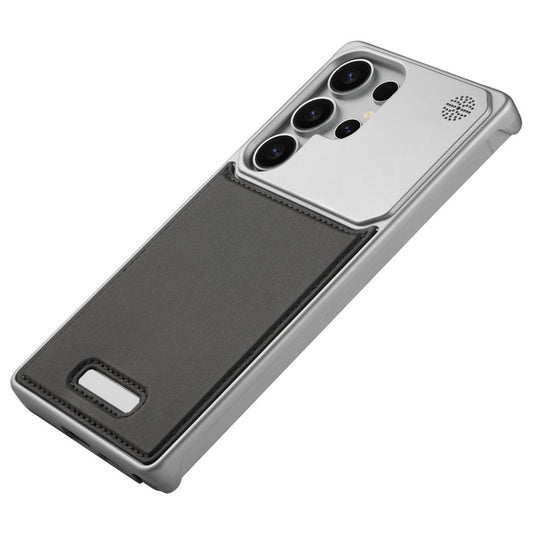 Elegant Designed Metallic Finish Leather Bracket Case For Samsung S25 Ultra 5G