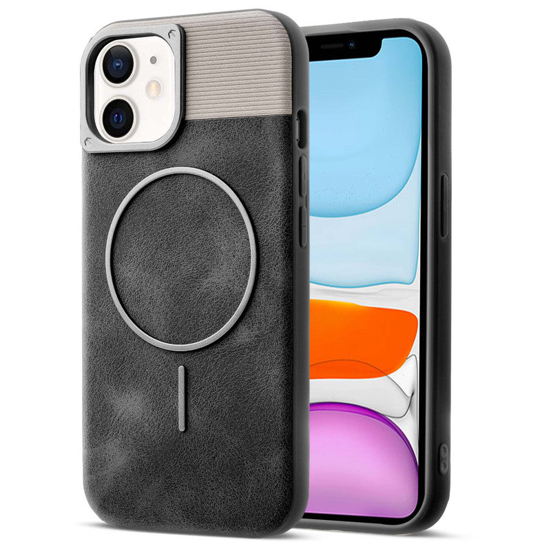 Luxury PU Leather Hard Back Case for Apple iPhone 11, With Micro-Fiber Cloth inside, MagSafe Compatible