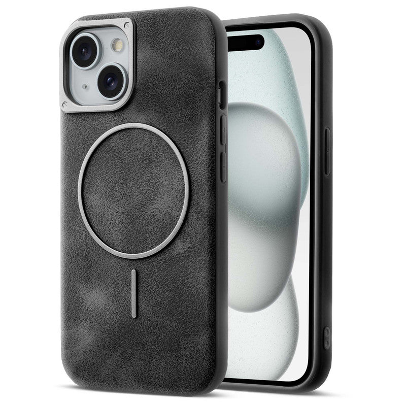 Elite PU Leather Case for Apple iPhone 15 , Hard Shell with Soft Inner Fabric & MagSafe Support