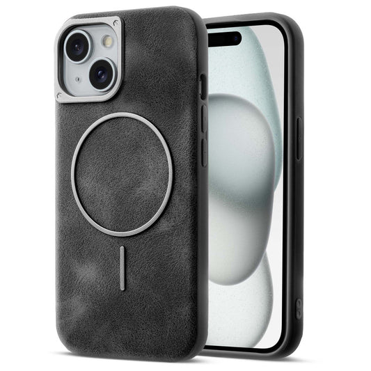 Elite PU Leather Case for Apple iPhone 15 , Hard Shell with Soft Inner Fabric & MagSafe Support