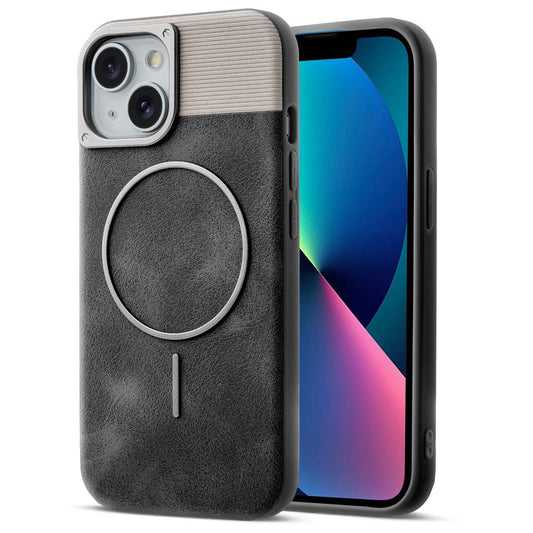 Luxury PU Leather Hard Back Case for Apple iPhone 13, With Micro-Fiber Cloth inside, MagSafe Compatible