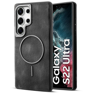 Elite PU Leather Case for Samsung S22 Ultra 5G , Hard Shell with Soft Inner Fabric & MagSafe Support