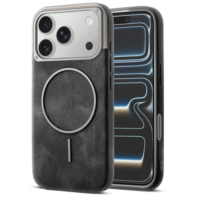Luxury Leather Wireless Charging Support Case for Apple iPhone 17 Pro