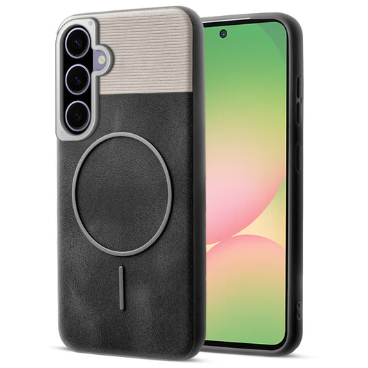 Luxury PU Leather Hard Back Case for Samsung A56 5G, With Micro-Fiber Cloth inside, MagSafe Compatible
