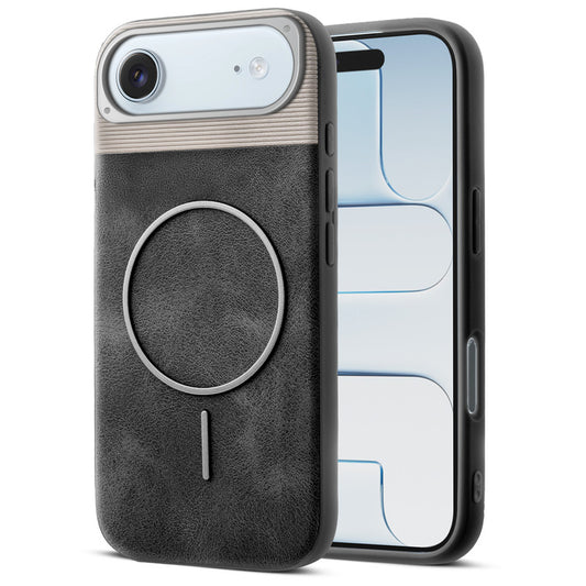Luxury PU Leather Hard Back Case for Apple iPhone 17 Air, With Micro-Fiber Cloth inside, MagSafe Compatible