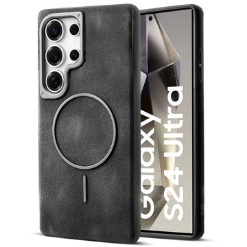 Elite PU Leather Case for Samsung S24 Ultra 5G , Hard Shell with Soft Inner Fabric & MagSafe Support