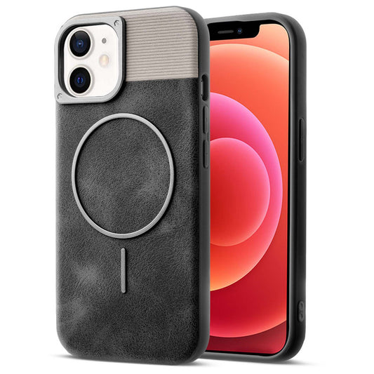 Luxury PU Leather Hard Back Case for Apple iPhone 12, With Micro-Fiber Cloth inside, MagSafe Compatible