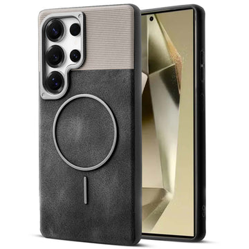 Luxury PU Leather Hard Back Case for Samsung S25 Ultra 5G, With Micro-Fiber Cloth inside, MagSafe Compatible