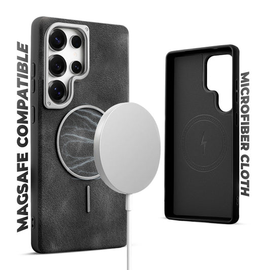 Elite PU Leather Wireless Charging Support Case for Samsung S25 Ultra 5G