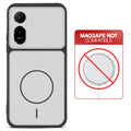 Black-White back cover for Redmi A7 Pro 4G with printed ring pattern and message showing not compatible with MagSafe charging.
