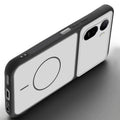 Angled view of Black-White mobile case for Redmi A7 Pro 5G with proper charging port cutout, speaker holes and strong corner protection.