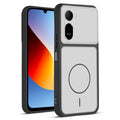 Front and back view of Black-White protective back cover for Redmi A7 Pro 4G with textured sides, camera guard and slim fit design.