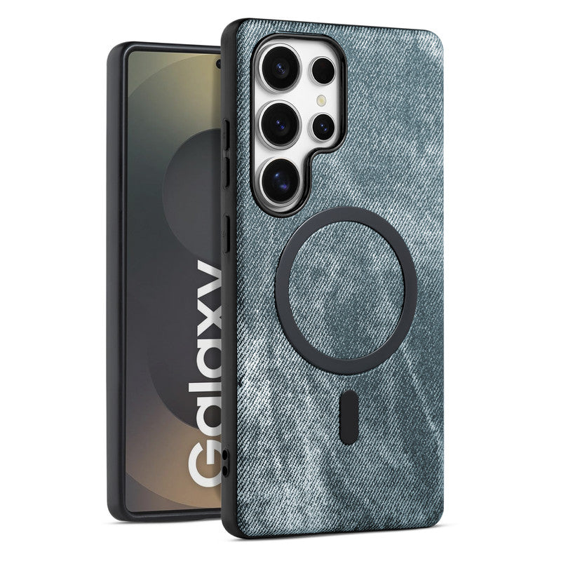 Classic Denim Finish Back Case For Samsung S24 Ultra 5G With Wireless Charging Support Support