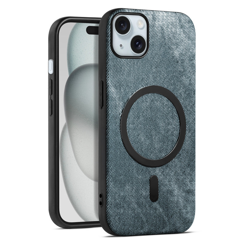 Classic Denim Finish Back Case For Apple iPhone 15 With MagSafe Support