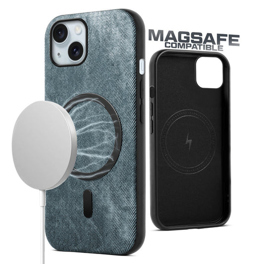 Classic Denim Finish Back Case For Apple iPhone 15 With MagSafe Support