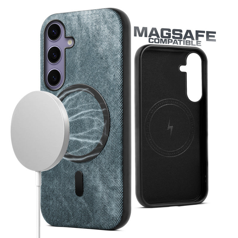 Classic Denim Finish Back Case For Samsung S24 5G With Wireless Charging Support Support