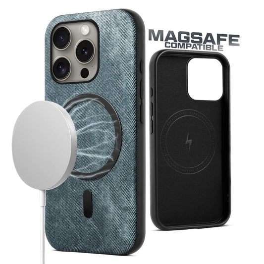 Classic Denim Finish Back Case For Apple iPhone 15 Pro With MagSafe Support