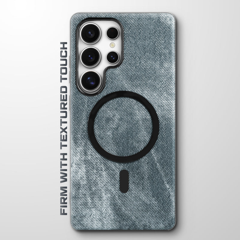 Classic Denim Finish Back Case For Samsung S24 Ultra 5G With Wireless Charging Support Support