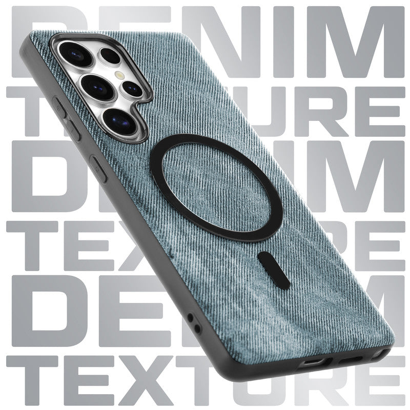 Classic Denim Finish Back Case For Samsung S24 Ultra 5G With Wireless Charging Support Support