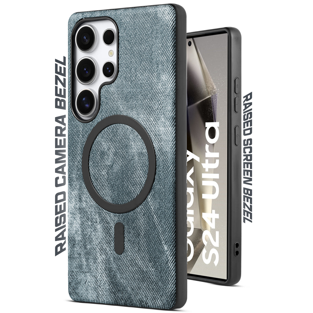 Classic Denim Finish Back Case For Samsung S24 Ultra 5G With Wireless Charging Support Support