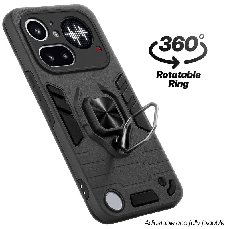 Dual layer shockproof back cover with 360° rotatable ring grip for Nothing Phone 4A Pro 5G