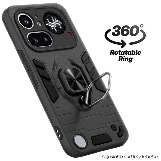 Dual layer shockproof back cover with 360° rotatable ring grip for Nothing Phone 4A Pro 5G