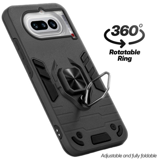 Dual layer shockproof back cover with 360° rotatable ring grip for Nothing Phone 4A 5G