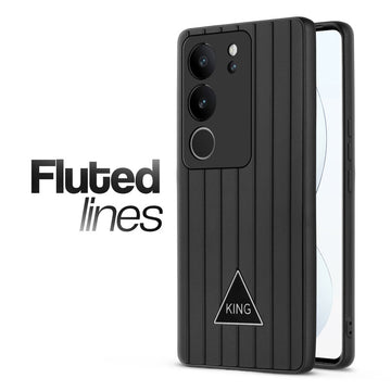 Glossy Matte Line Texture Back Cover for Vivo V29 5G
