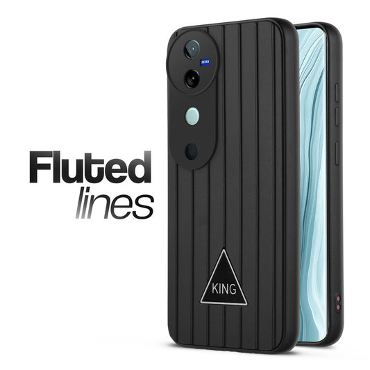 Glossy Matte Line Texture Back Cover for Vivo V40 5G